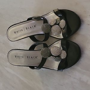 White House Black Market Black heels with beautiful jeweled front. Size 7